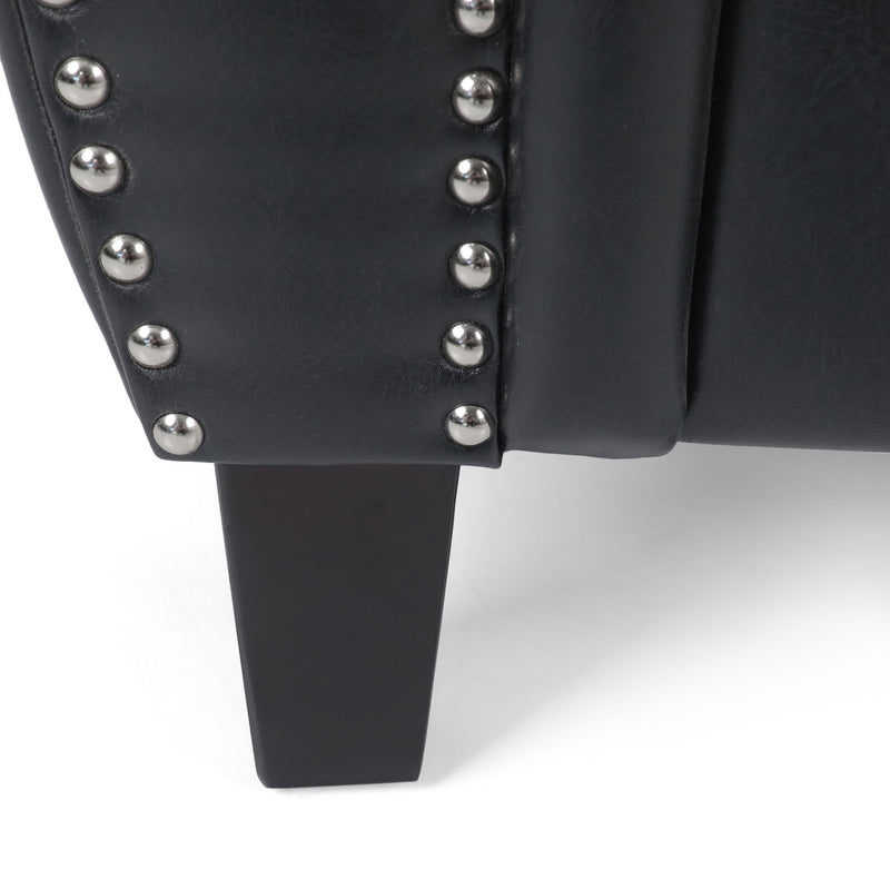 Contemporary Club Chair With Nailhead Trim And Rolled Armrests