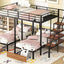 Full Over Twin-Twin Triple Bunk Bed With Drawers And Staircase - Black