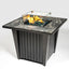 Morden Steel Fire Pit Table With Marble Tile Tabletop, Glass Wind Guard And Lid