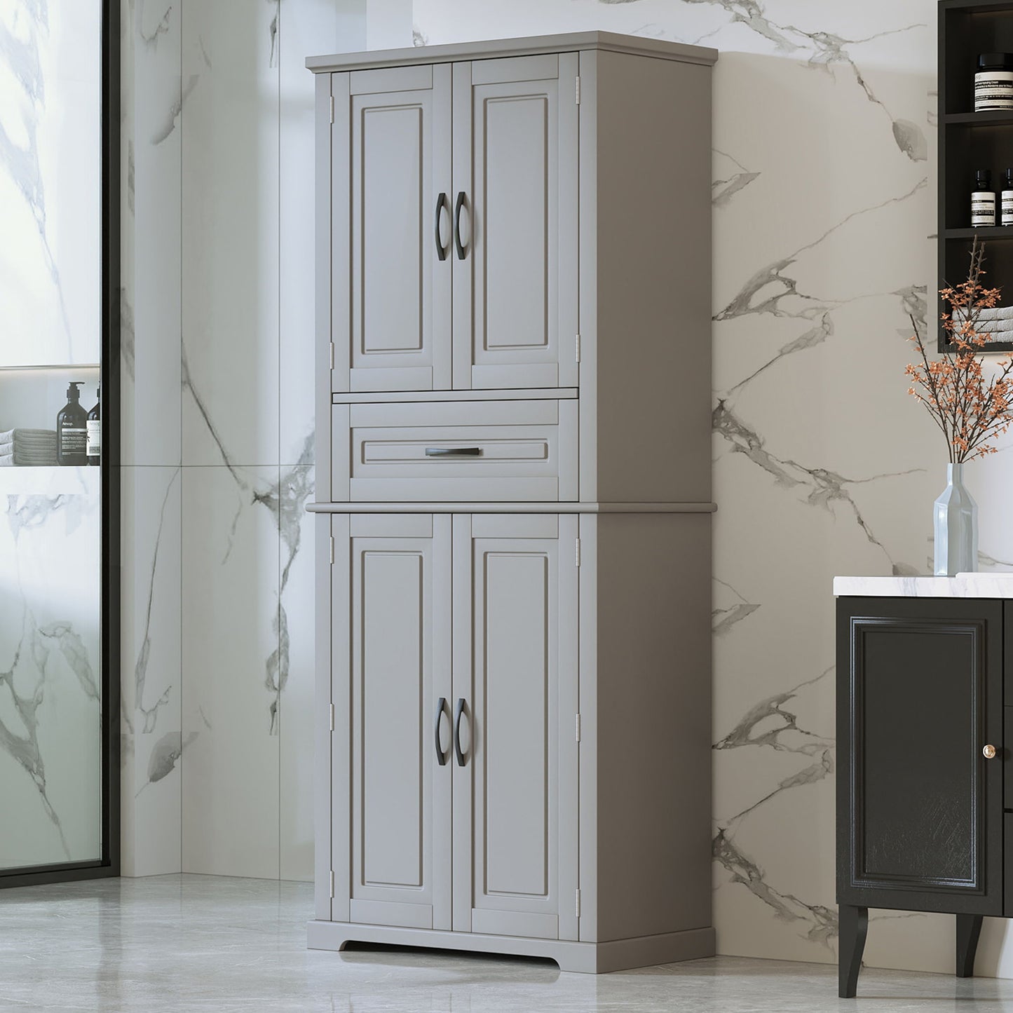 Bathroom Storage Cabinet With Multifunctional Storage Space, Drawer With Slide Rails, Adjustable Shelf