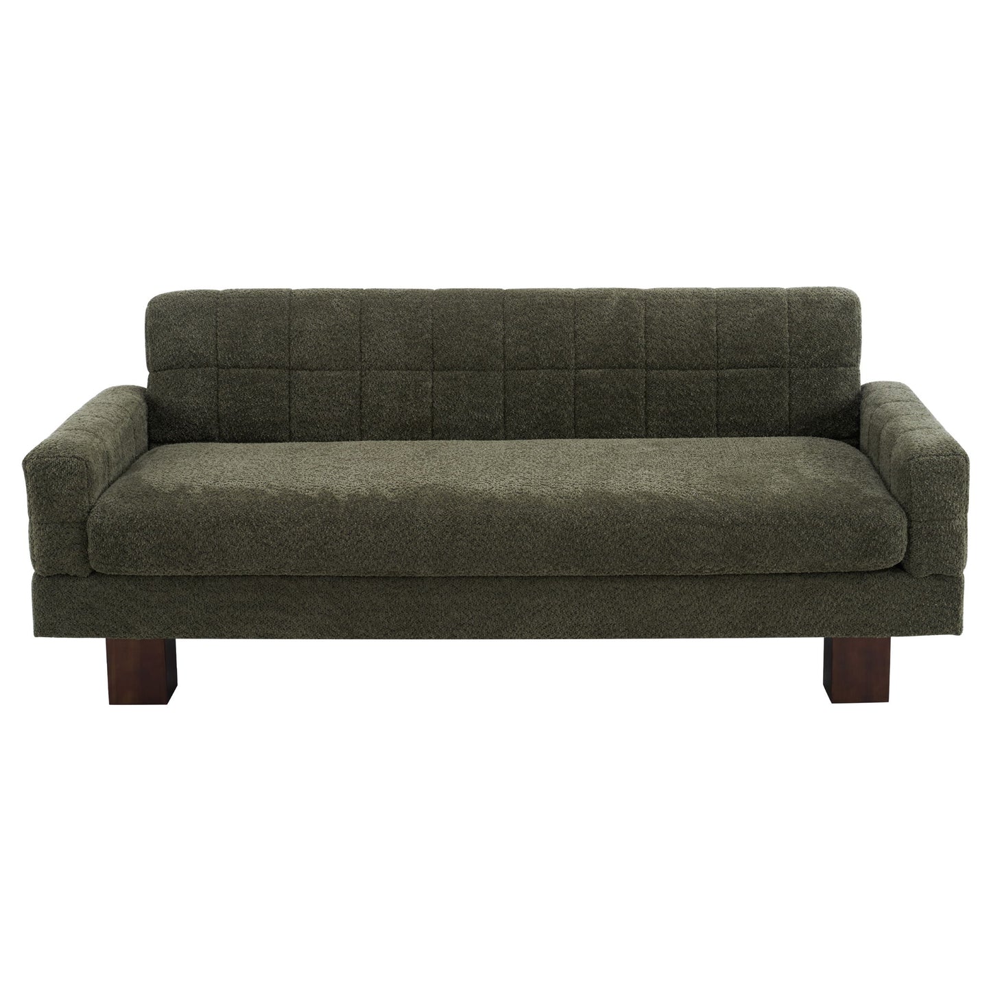 Modern Loveseat Sofa, 2 Seater With Square Arms For Living Room