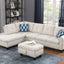 Alger - Wide Left Hand Facing Sofa & Chaise With Ottoman - Beige