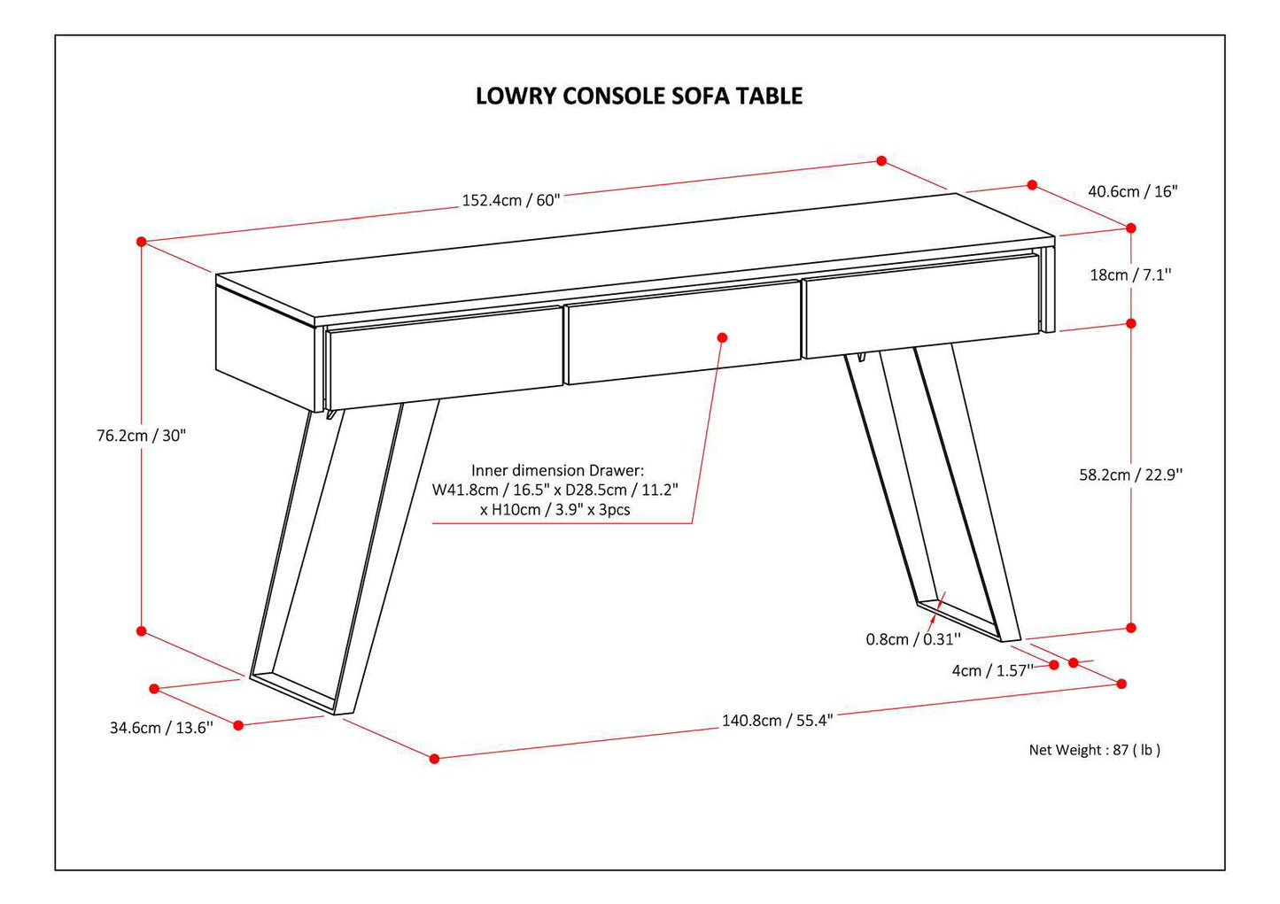 Lowry - Handcrafted Console Sofa Table