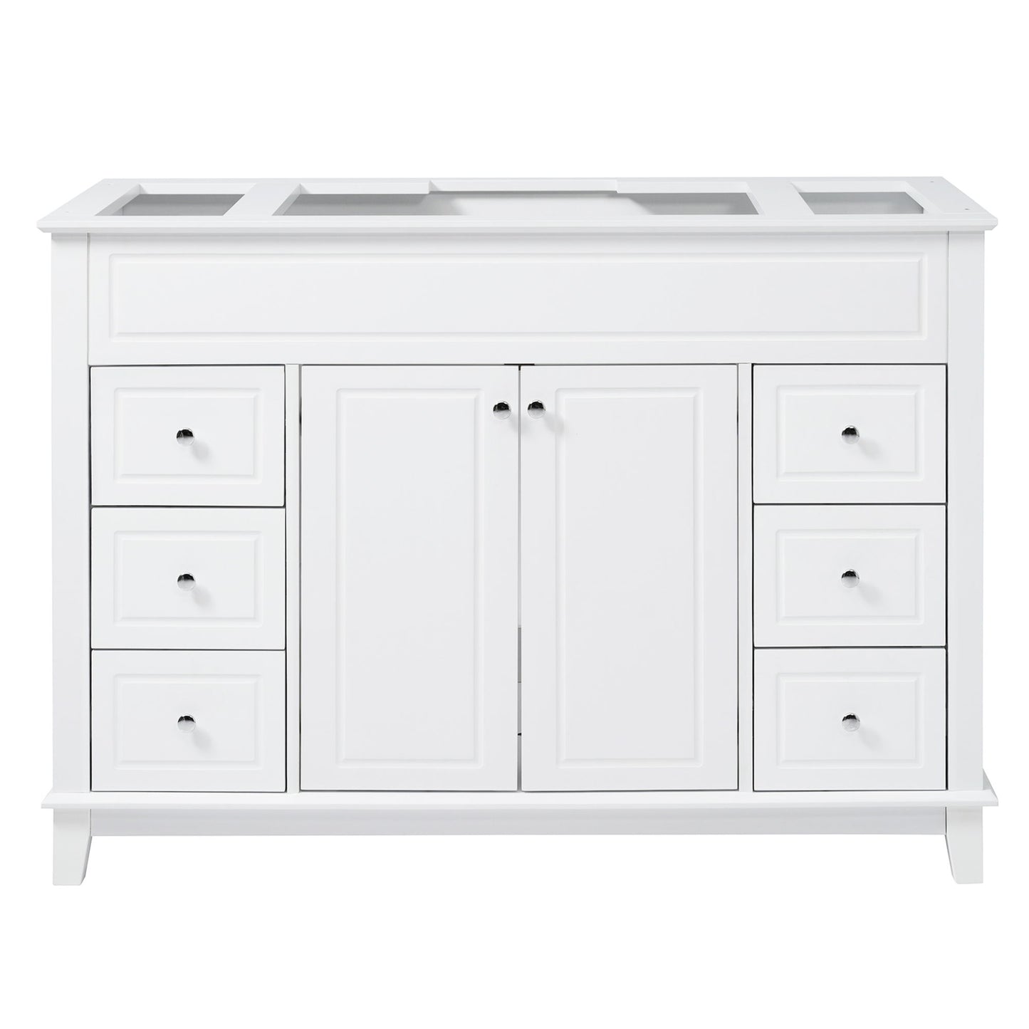 Bathroom Vanity Cabinet Only, 6 Soft Close Drawers & Double Doors - White