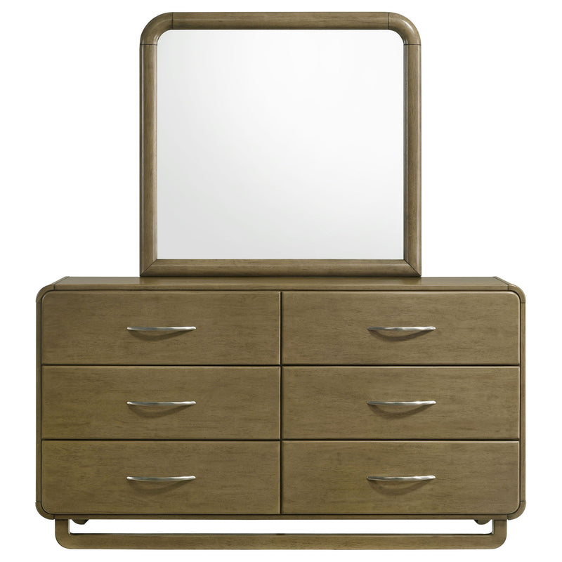 Bernardo - 6 Drawer Dresser And Mirror With Rounded Corners - Nutmeg Brown
