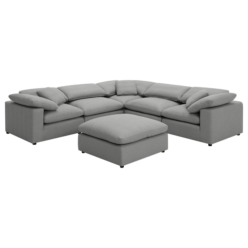 Segoura - 6 Piece Upholstered Modular Sectional With Ottoman - Gray