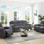 Kalen - Chenille Sofa With Drop Down Table - Gray