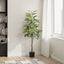 52" Tall, Artificial Plant, Rubber Tree, Indoor, Fake, Floor, Greenery, Potted, Real Touch, Decorative - Green / Black