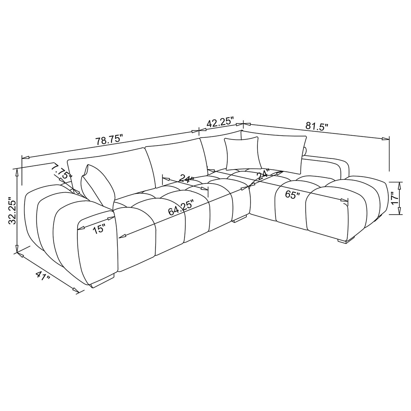 Florence - Upholstered L Shaped Sectional Sofa - Amber