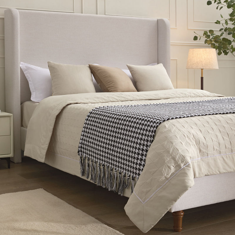Harper - Cama tapizada con cabecero alto / Cabecero alto / Elegancia sencilla / No necesita somier