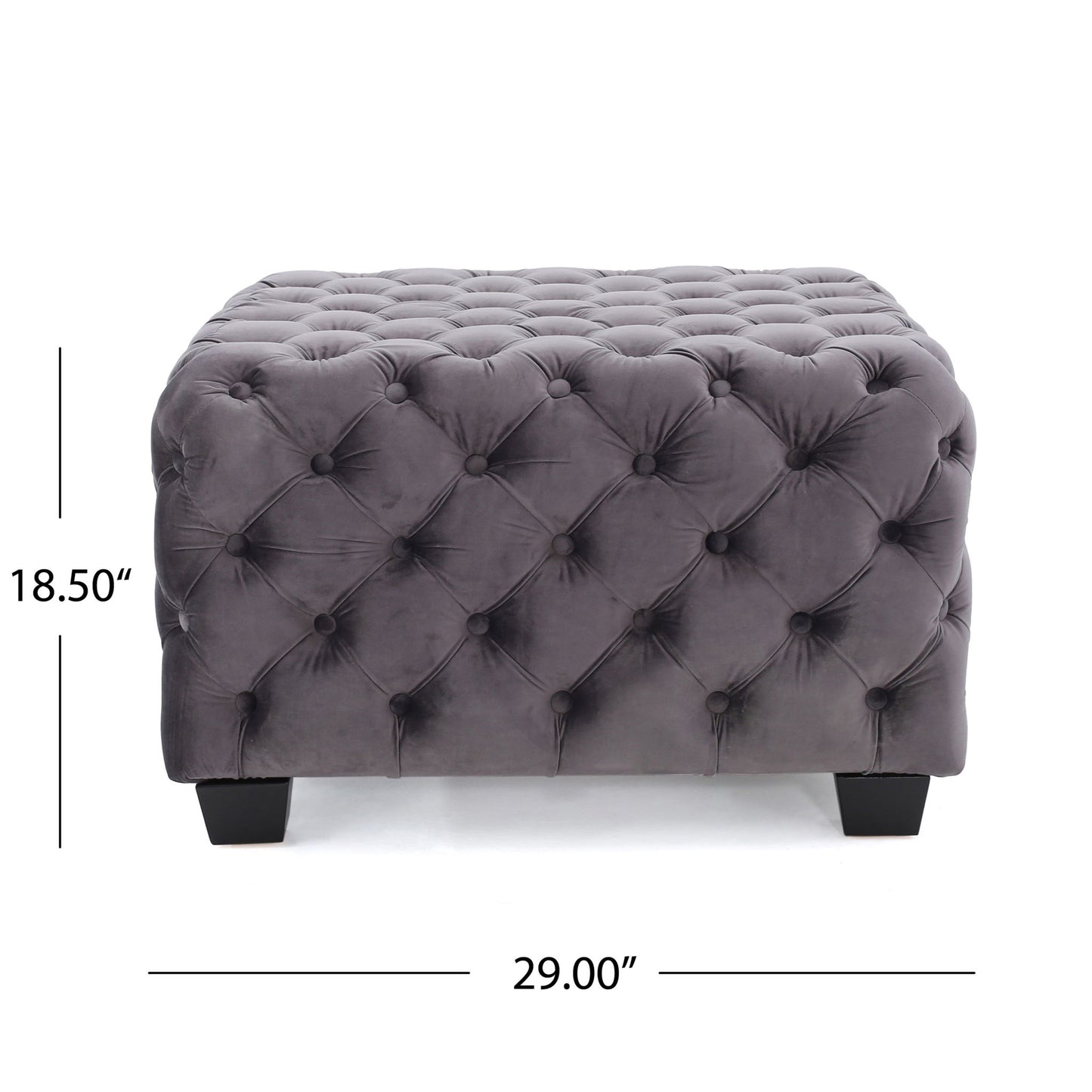 Modern Glam Ottoman With Upholstery And Button Tufted Design