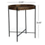 Modern Industrial Round End Table With Tray Top And Foldable Iron Legs - Natural
