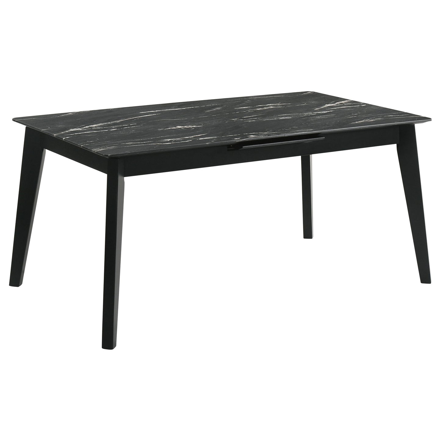 Bellingham - Dining Table With Self Storing Extension Leaf - Black Marble-Look Sintered Stone