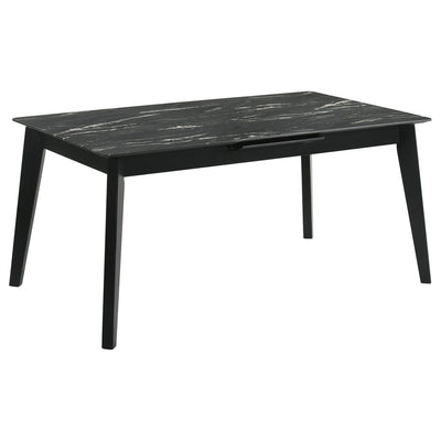 Bellingham - Dining Table With Self Storing Extension Leaf - Black Marble-Look Sintered Stone