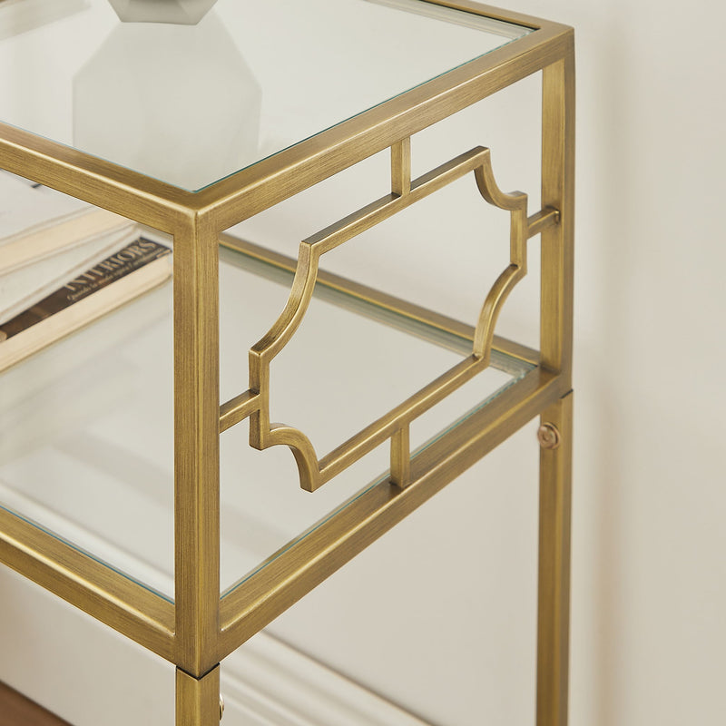 Grifton - Rectangular Glass Accent Table - Antique Gold