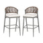 Outdoor Bar Height Metal Frame Counter Stools With Scallop Shaped Backrest & Water Resistant Cushions