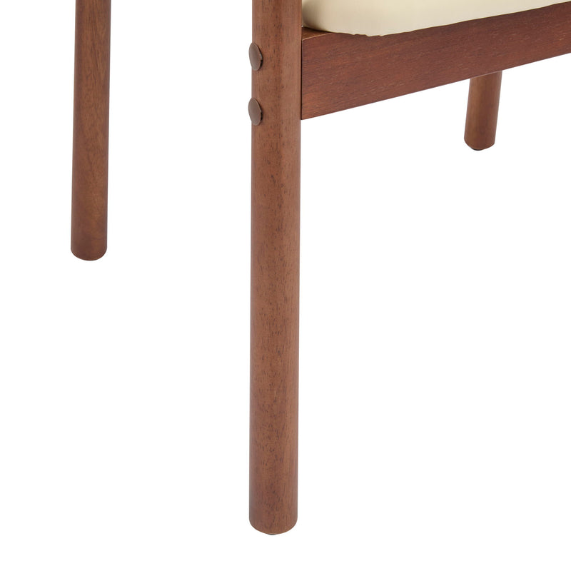 Sillas de comedor, ideales para el hogar y la cocina (juego de 2) - Beige / Nogal oscuro