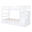 Twin Over Twin Bunk Bed With Trundle And Staircase - White