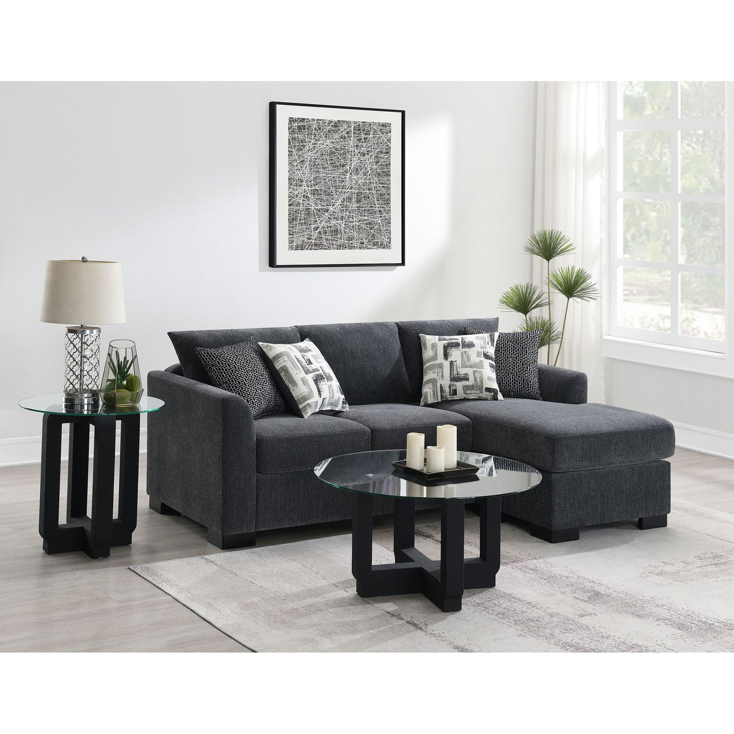 Pacheco - Upholstered Sleeper Sectional Chaise Sofa With Pocket Coils And Reversible Cushions - Dark Gray