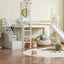 Loft Stairway Bed With 2 Drawers, Convertible Ladder And Slide