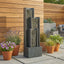 Outdoor Water Fountain With Cascading Waterfall And LED Lighting - Black