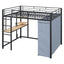 Loft Bed With Desk, Shelves, Power Outlet, LED Light And Wardrobe