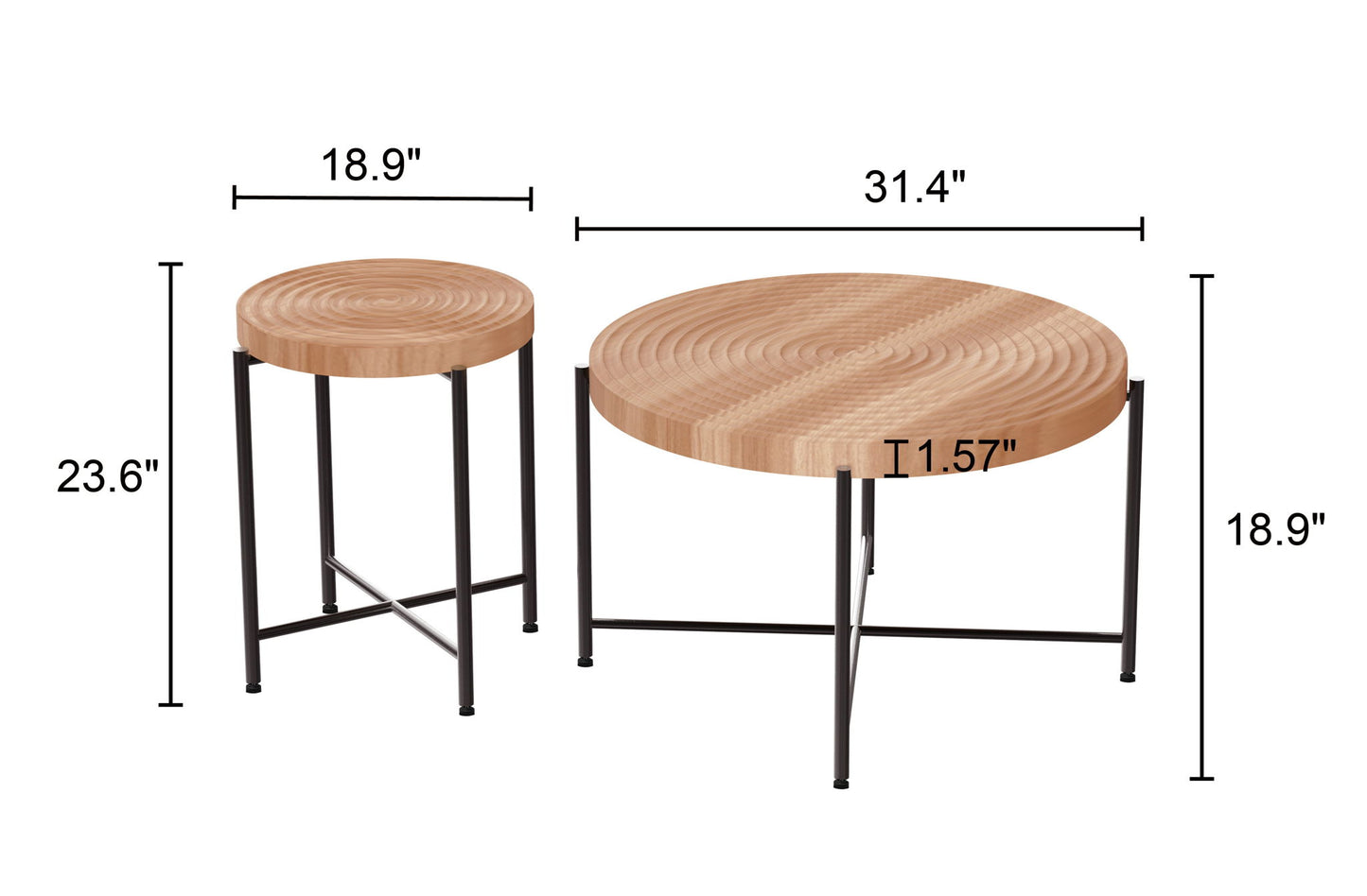 Coffee And End Table Set Waterproof Cover (Set of 2) - Natural Wood / Brown