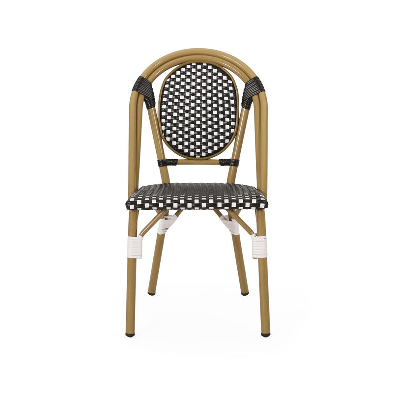 Outdoor Rattan And Aluminum French Bistro Chair Set