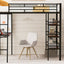 Loft Metal Bed With 3 Layers Of Shelves And Desk, Stylish Metal Frame Bed With board