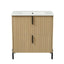 Bathroom Vanity With Ceramic Sink, Fluted Design