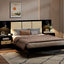 Bed Frame With 2 Nightstands Elegant Design With Lamps