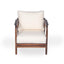 Outdoor Lounge Chair With Woven Backrest, Solid Wood Frame, Comfortable Cushions
