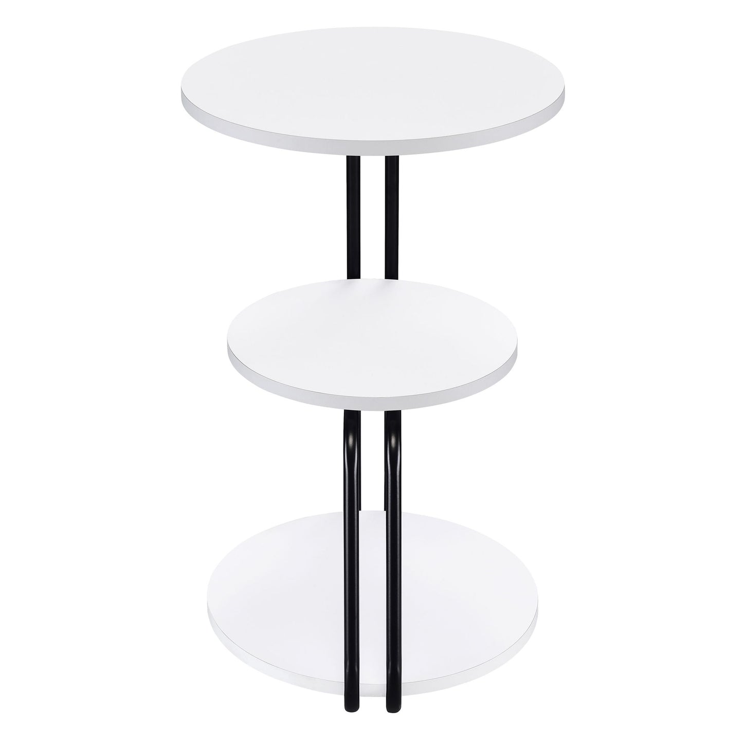 Dixon - 3 Tier Round Accent Side Table With Slim Legs - White / Black