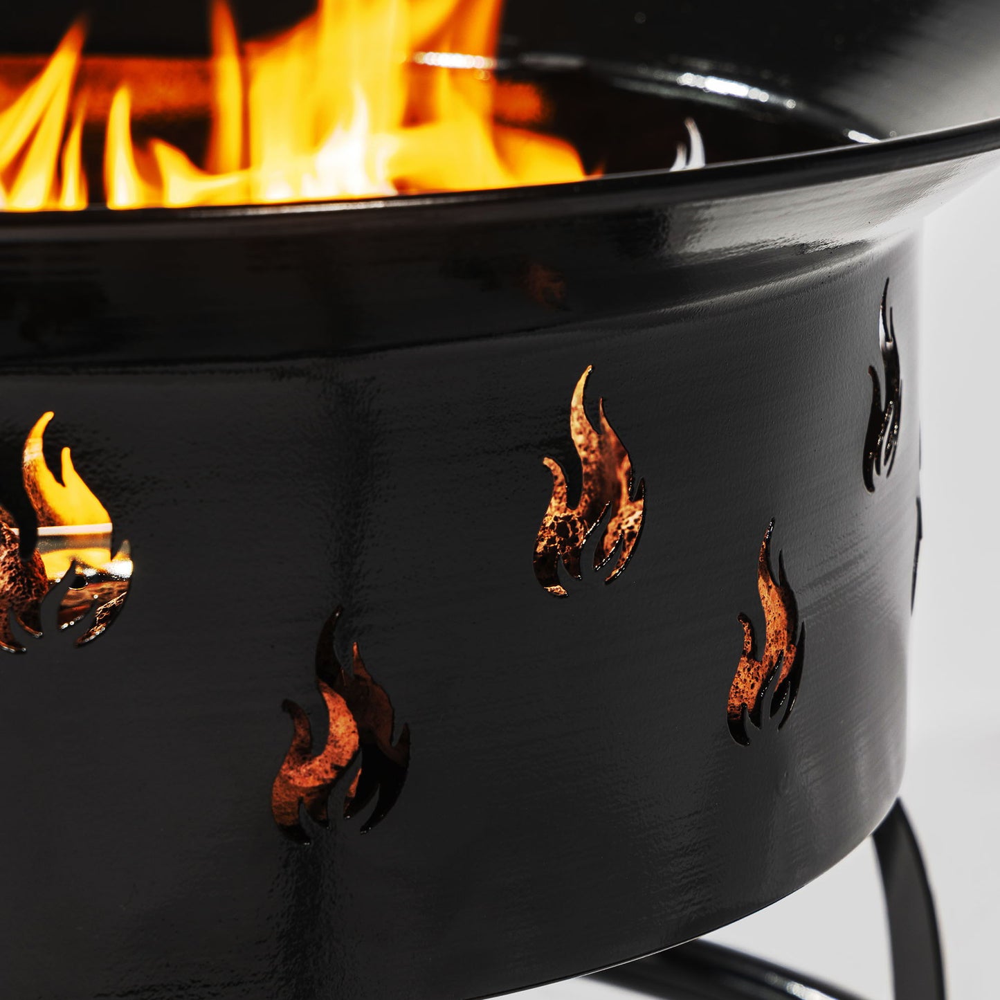 Propane Gas Fire Pit Table, 50000 Btu Round For Outside Patio - Black