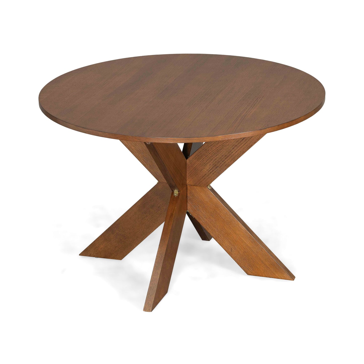 5 Piece Indoor Dining Set, Round Table & 4 Brown Arm Chairs - Beige / Brown / Cherry