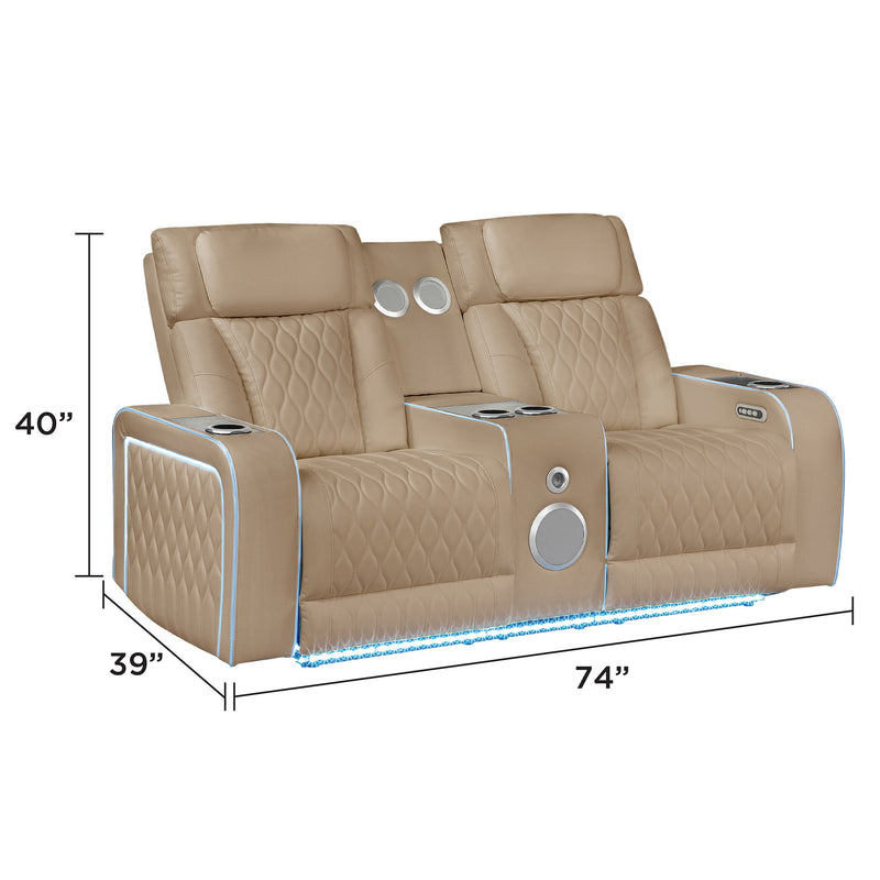Electra - 3 Piece Power Reclining Sofa, Loveseat And Recliner Set With Power Headrests, Massage And LED Lighting