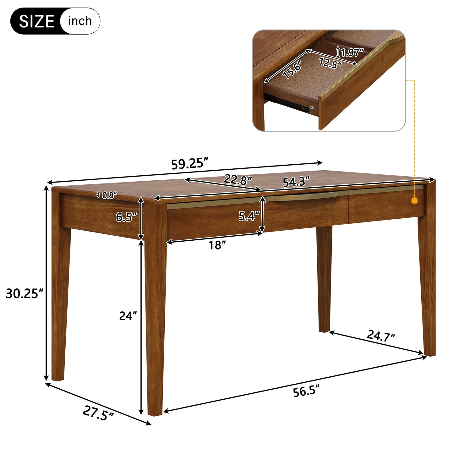 Modern Home Office Desk With Drawers