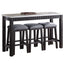 Necalli - Marble Top Weathered 4 Piece Pack Counter Height Table Set - Espresso