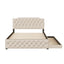 Upholstered Platform Bed With Trundle And 2 Sets Of USB Ports On Each Side, Fabric
