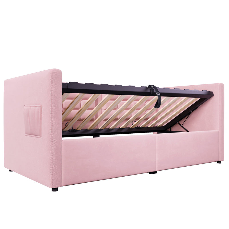 Upholstered Daybed With Hydraulic Storage And USB / Type - C Charging