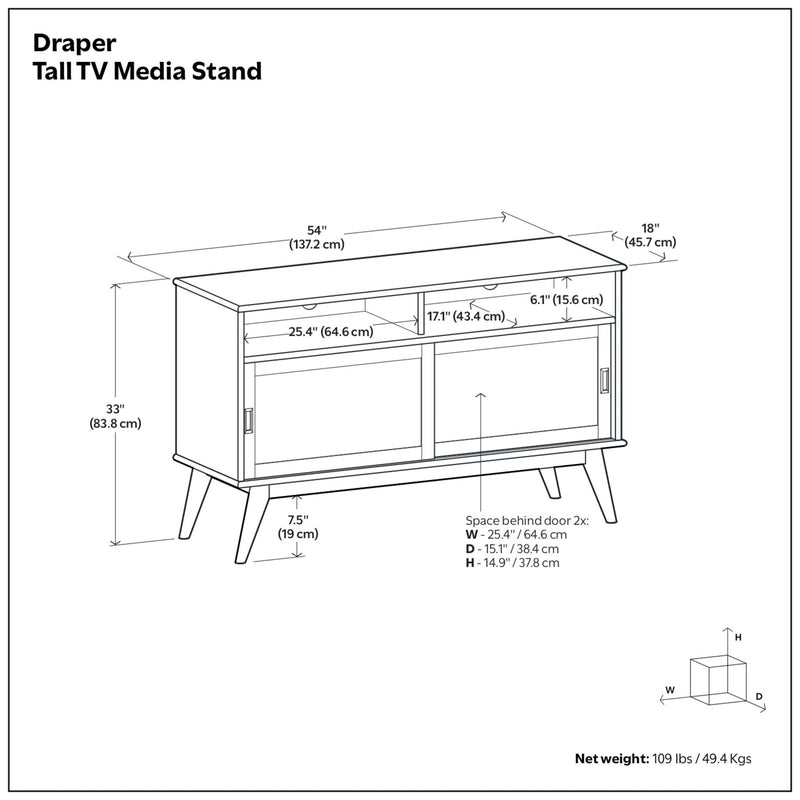 Draper - Handcrafted Mid Century Low TV Media Stand