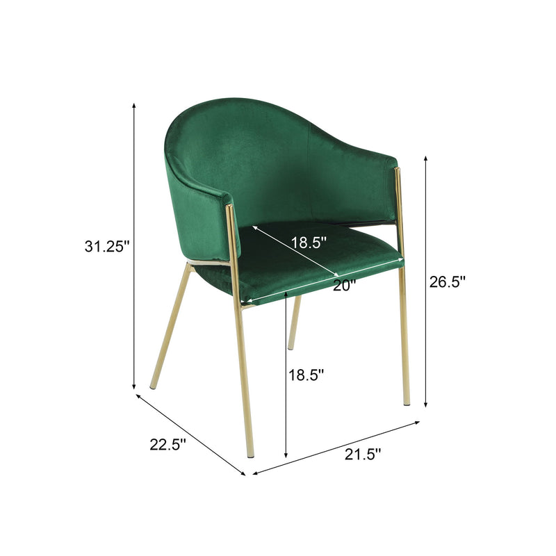 Modern Upholstered Dining Chair With Gold Metal Frame - Emerald / Gold