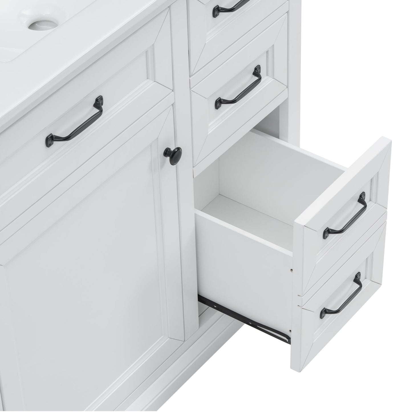36" Bathroom Vanity With Sink, 2 Tip-Out Drawers, Soft Close Hinges