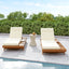 Acacia Wood Lounge Chaise Set With Headrest And Water Resistant Cushions - Beige