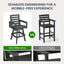 Outdoor Swivel Bar Chair, Ladderback With Wide & Thickened Frame