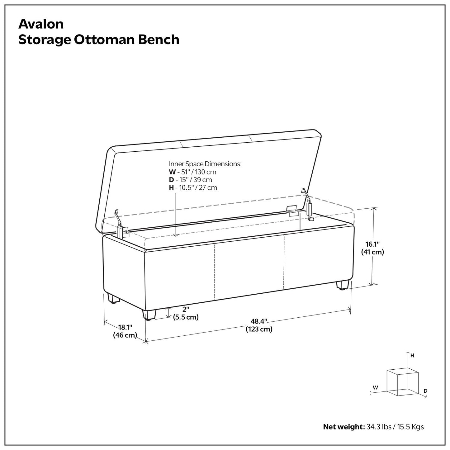 Avalon - Contemporary Storage Ottoman Bench