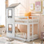 Bunk Bed Wood Bed & Roof, Window, Guardrail, Ladder