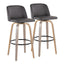 Toriano - Mid-Century Modern Fixed Height BarStool With Round Footrest (Set of 2)