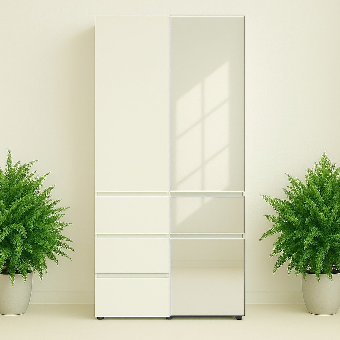 Elise - Modular Closet System With Mirror And Customizable Storage - White