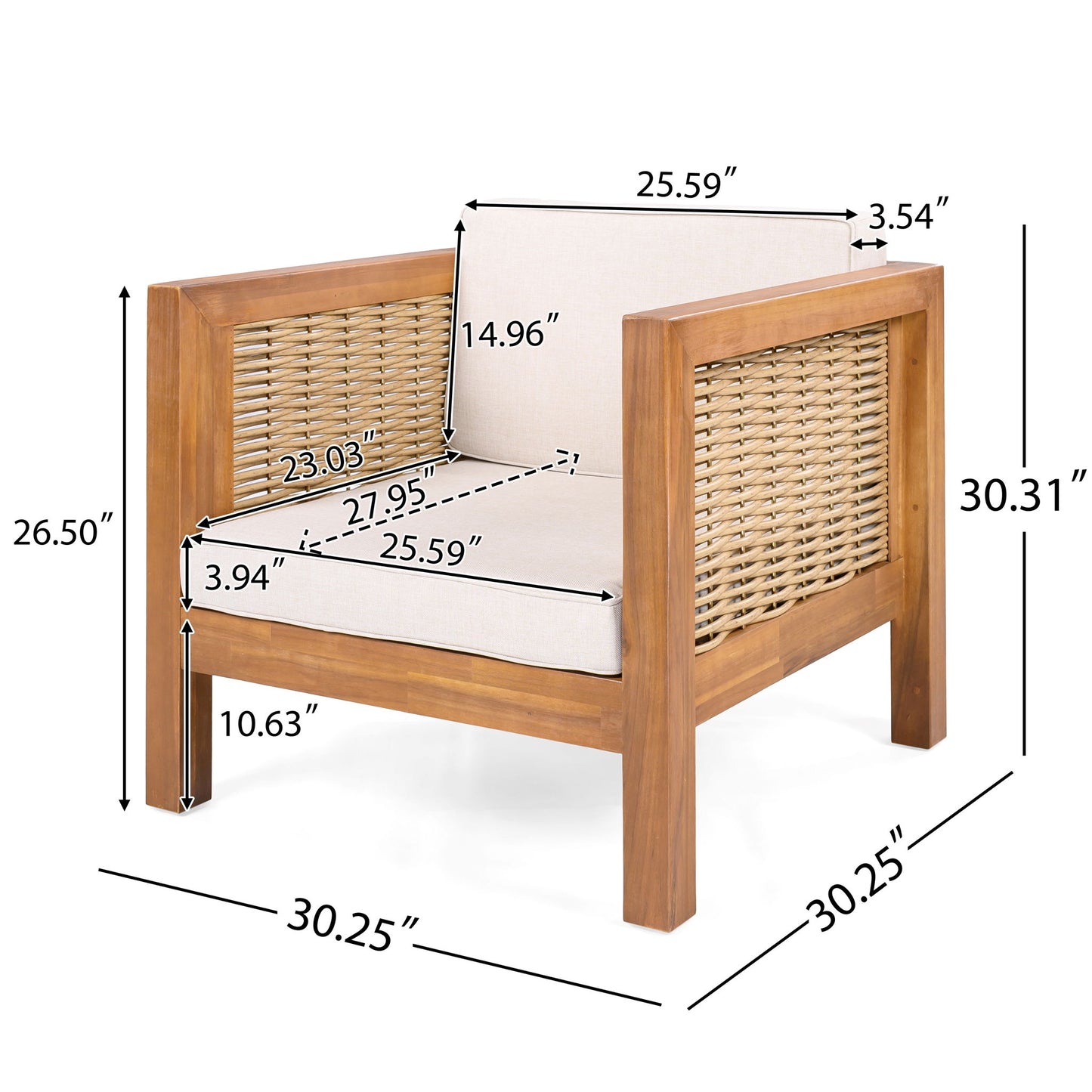 Outdoor Club Chair With Wicker Armrest
